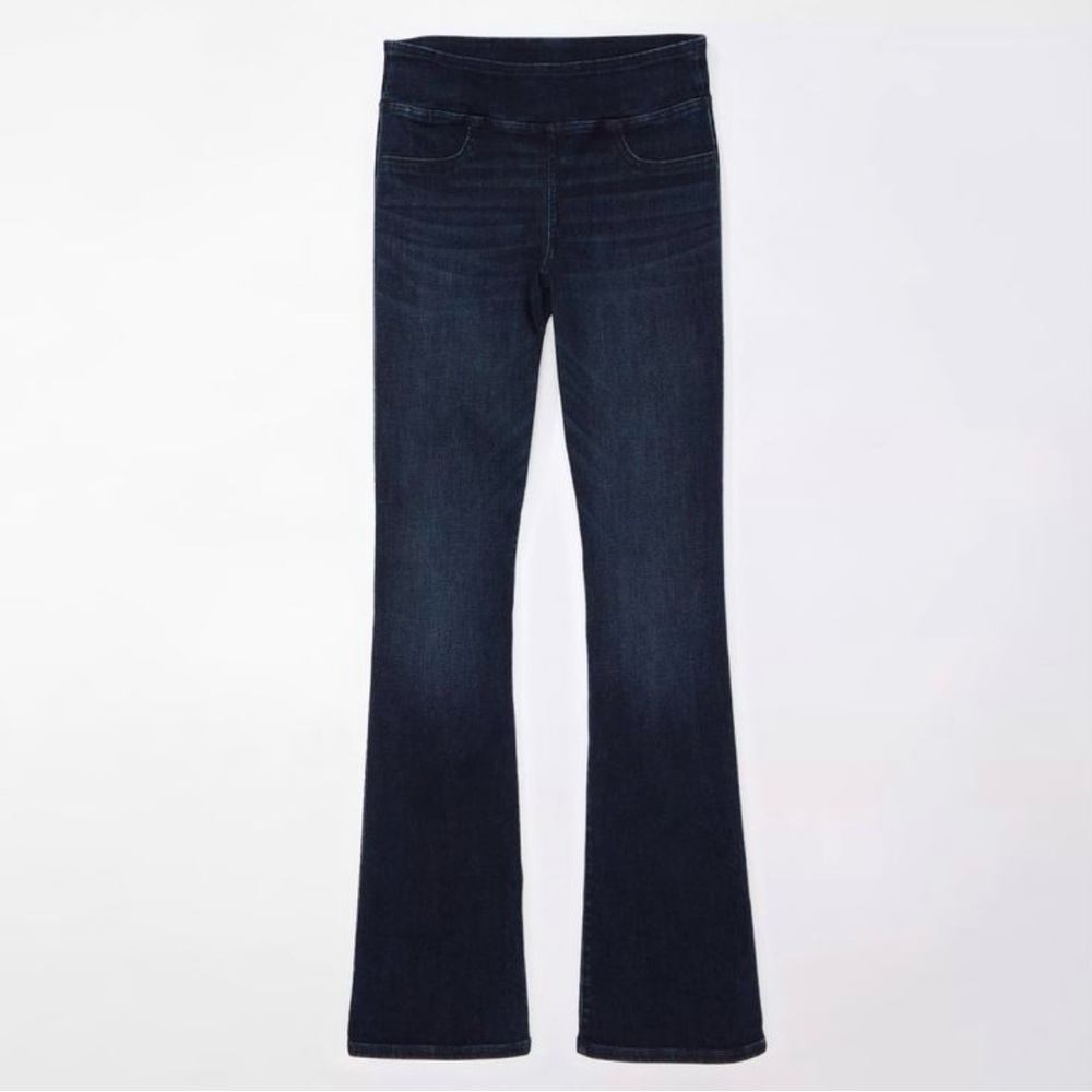 AE Luxe Pull-On High-Waisted Kick Bootcut Jeans Large Short